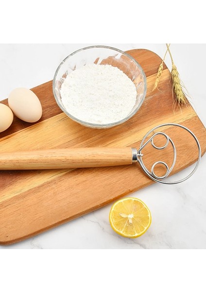 02 Danimarka Hamur Çırpma Paslanmaz Çelik Hollanda Tarzı Ekmek Hamur El Mikseri Ahşap Saplı Mutfak Pişirme Araçları Pasta Hamur Blender (Yurt Dışından)