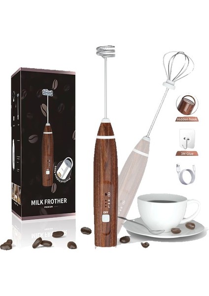 Kahve Süt Köpürtücü, Mini El Köpük Makinesi Güçlü El Köpük Blender Elektrikli Kahve Yumurta Karıştırıcılar USB Şarj Çırpma Içecek Mikser (Yurt Dışından)