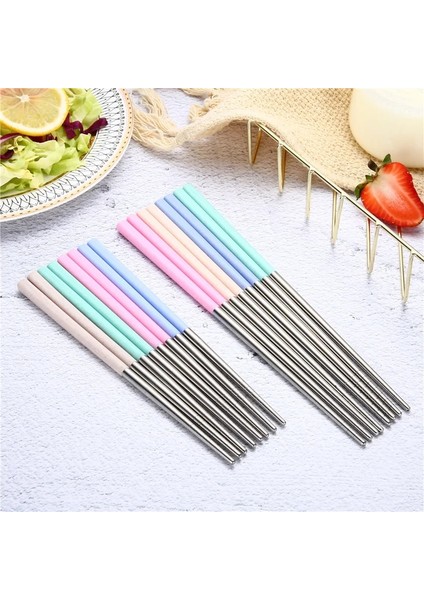 23CM Yeşil Paslanmaz Çelik Çubuklar Ev Yemek Çubukları Dört Renkli Uzun ve Kısa Çubuklar Mutfak Eşyaları Metal Çubuklar (Yurt Dışından)