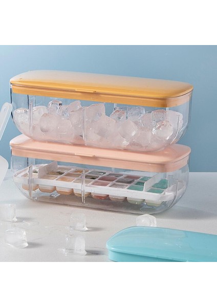 Buz Küpü Tepsi 1 Adet Silikon Buz Kalıbı ve Saklama Kutusu 2 In 1 Buz Küpü Tepsi Yapma Kalıp Kutusu Maker Bar Mutfak Aksesuarları Mutfak Eşyaları Ev Aletleri (Yurt Dışından)