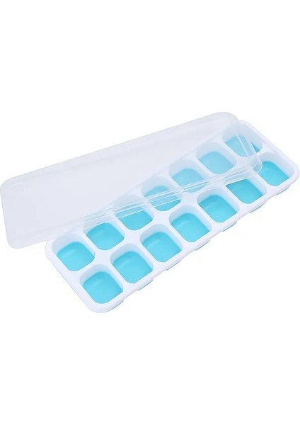 Mavi Silikon Buz Küpü Kalıp Büyük Kapasiteli Buz Kalıbı Kalıp Yeniden Kullanılabilir Gıda Sınıfı Buz Yapım Makinesi Kapaklı Popsicle Kalıp (Yurt Dışından)