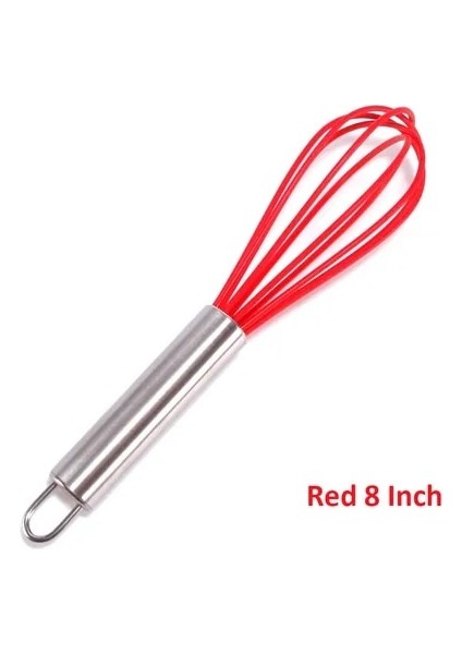 Kırmızı 8 Inç 1 Adet Manuel Yumurta Çırpıcı Paslanmaz Çelik Silikon Balon Çırpma Krema Mikser Karıştırma Karıştırma Çırpma Balon Bobin Tarzı Yumurta Araçları (Yurt Dışından)