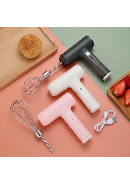 Stylec Pembe Elektrikli Çırpma USB Yüksek Güç Şarj Edilebilir Krem Mikser Mutfak Ev El Mini Paslanmaz Çelik Çırpma Pişirme Aracı (Yurt Dışından)