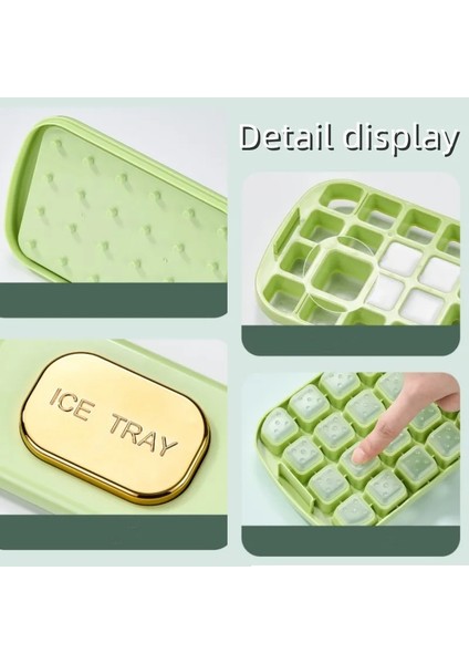 Yeşil Tepsi Basın Tipi Buz Küpü Makinesi Buz Kutusu Tepsisi Gıda Sınıfı Silikon Buz Kovası Bira Kahve Için Buz Topu Kalıbı Hızlı Dondurma Mutfak Gadget (Yurt Dışından)