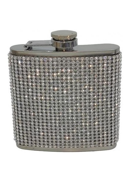 Gümüş 180 ml Cep Şişesi Kişiselleştirilmiş Yapay Elmas Çivili Sızdırmaz Paslanmaz Çelik Yeniden Kullanılabilir Anti-Damla Şarap Şişesi Likör Şişesi Kadınlar Için (Yurt Dışından)