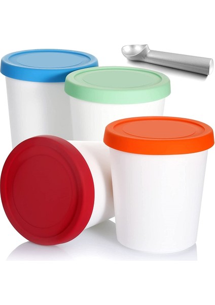 Kırmızı M Dondurma Kapları Bardak Yeniden Kullanılabilir Dondurucu Saklama Küvetleri, Sıkı Sızdırmaz Kapaklı, Ev Yapımı Dondurma Için Kolayca Çıkarın (Yurt Dışından) modelleri