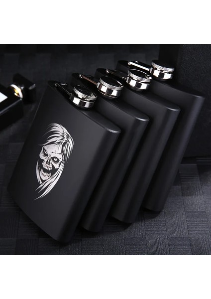 Girl-C 8 Oz (230 Ml) Paslanmaz Çelik Siyah Flagon Açık Taşınabilir Ejderha Kafatası Hip Mataralar Drinkware Mutfak Yemek Bar Şarap Bardağı (Yurt Dışından) indirimleri