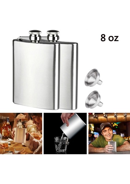 7oz 4/8oc Paslanmaz Çelik Cep Matarası Cep Cep Şişesi Alkol Viski Likör Vidalı Kapak Huni Likör Cep Şişesi (Yurt Dışından)