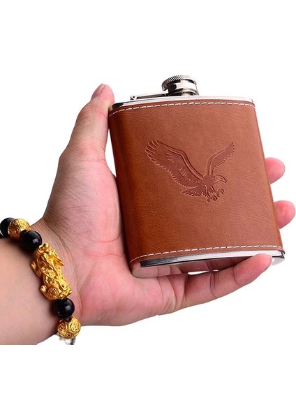 F 7oz Cep Taşınabilir Paslanmaz Çelik Şarap Viski Pot Şişe Hip Mataralar Tiryakisi Alkol Şişesi Deri Taşınabilir Drinkware (Yurt Dışından) modelleri