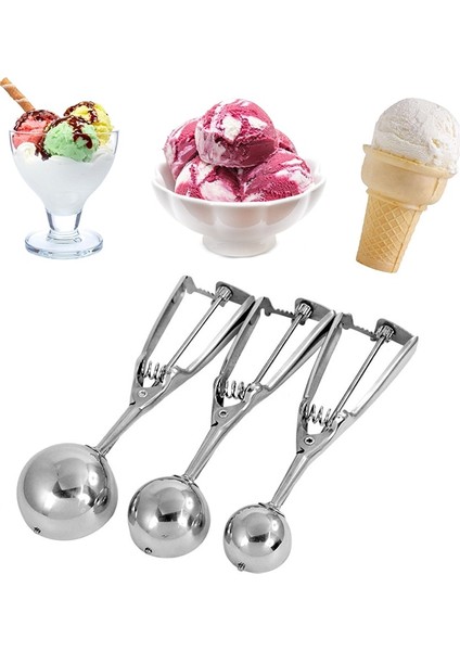 Gümüş 5 cm 1 Adet Mutfak Dondurma Araçları Eşyaları Paslanmaz Çelik Püre Patates Dondurma Kaşığı Kaşık Dondurma Alet Sıcak 4 Cm/5 Cm/6 cm (Yurt Dışından) fiyatları