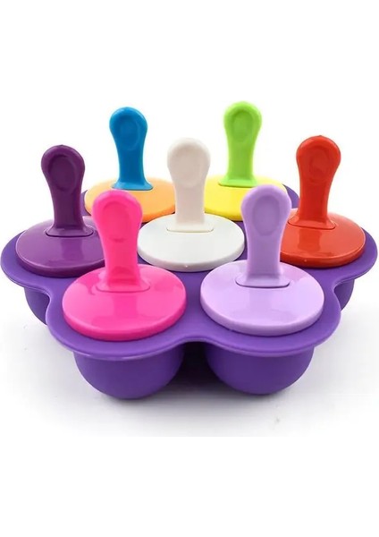 Koyu Mor Yeni 7 Delik Silikon Popsicle Kalıp Dondurma Pops Kalıp Gıda Sınıfı Buz Yapıcı Bebek Maması Takviyesi Araçları Meyve Sarsıntı Aksesuarları (Yurt Dışından)