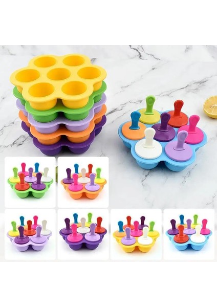 Koyu Mor Yeni 7 Delik Silikon Popsicle Kalıp Dondurma Pops Kalıp Gıda Sınıfı Buz Yapıcı Bebek Maması Takviyesi Araçları Meyve Sarsıntı Aksesuarları (Yurt Dışından) fiyatları