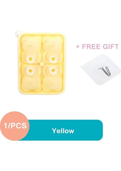 Sarı 4 Izgaralar 3D Küçük Ayı Şekli Buz Küpü Silikon Kalıp Çikolatalı Kek Kalıbı Şeker Hamur Kalıp Kahve Süt Çay Viski Buz Kalıbı (Yurt Dışından)