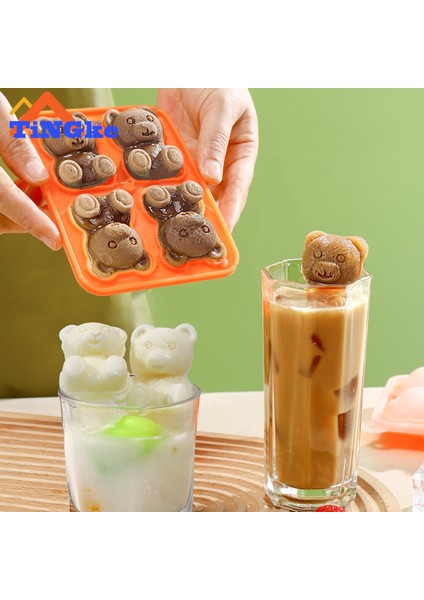 Sarı 4 Izgaralar 3D Küçük Ayı Şekli Buz Küpü Silikon Kalıp Çikolatalı Kek Kalıbı Şeker Hamur Kalıp Kahve Süt Çay Viski Buz Kalıbı (Yurt Dışından) modelleri