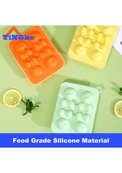 Sarı 4 Izgaralar 3D Küçük Ayı Şekli Buz Küpü Silikon Kalıp Çikolatalı Kek Kalıbı Şeker Hamur Kalıp Kahve Süt Çay Viski Buz Kalıbı (Yurt Dışından) fırsatları