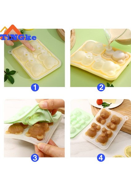 Sarı 4 Izgaralar 3D Küçük Ayı Şekli Buz Küpü Silikon Kalıp Çikolatalı Kek Kalıbı Şeker Hamur Kalıp Kahve Süt Çay Viski Buz Kalıbı (Yurt Dışından) indirimleri