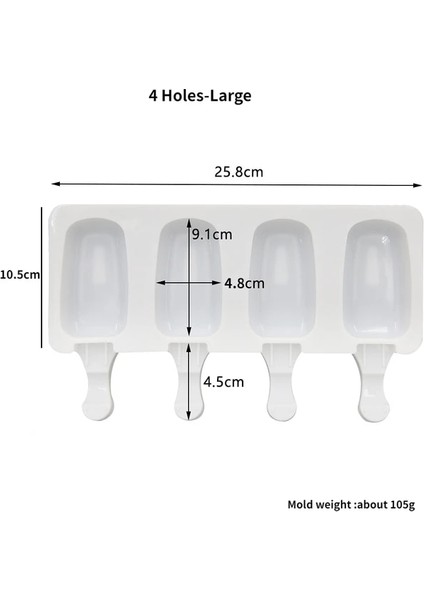 4 Hücreler-Büyük A 8 Hatta Silikon Dondurma Kalıbı Yaratıcı El Yapımı Buz Kafes Kalıp Popsicle Kalıp Yaz Çocuk Tatlı Jöle Buz Yapıcı (Yurt Dışından)