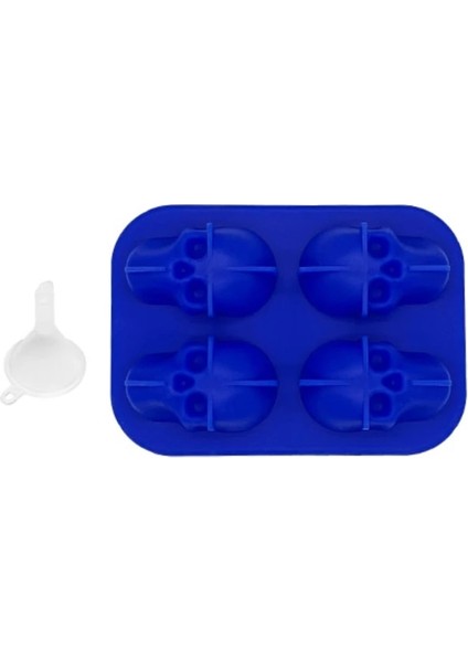 Koyu Mavi 3D Kafatası Silikon Kalıp Buz Küpü Tepsi Kalıp Buz Küpü Makinesi Buz Topu Kalıbı Viski Şarap Kokteyl Buz Küpü Kalıp Buz Topu Kalıbı (Yurt Dışından)