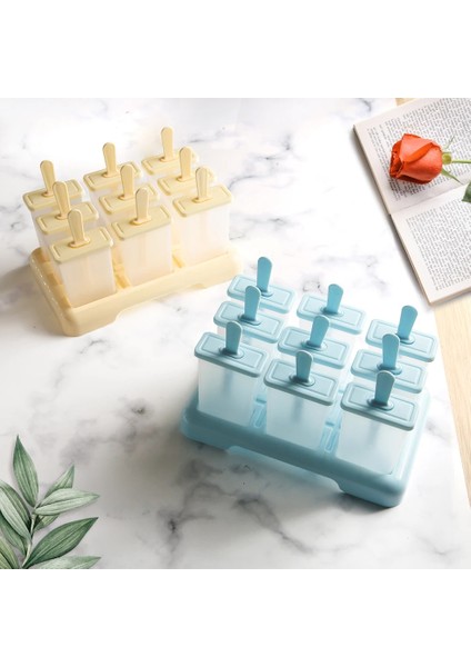 9 Delik-Mavi Dondurma Popsicle Kalıp Dıy Dondurma Makinesi Plastik Çubuk ile Ev Yapımı Buz Kutusu Buz-Lolly Kalıp Buz Küpü Tepsisi Mutfak Aletleri (Yurt Dışından) indirimleri