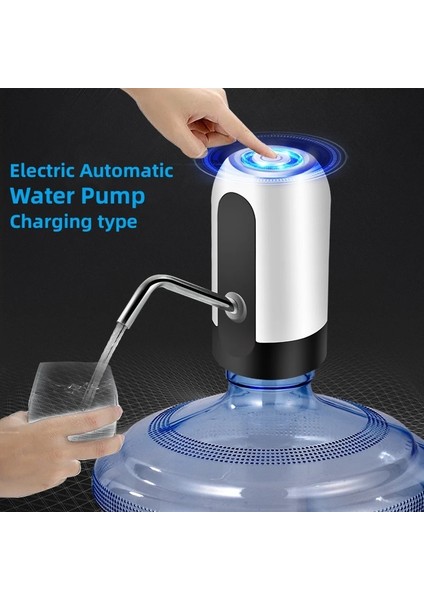 Beyaz Elektrikli Otomatik Su Sebili Taşınabilir Su Şişesi USB Şarj Bir Düğme Otomatik Su Pompası Anahtarı Otomatik Içme (Yurt Dışından)