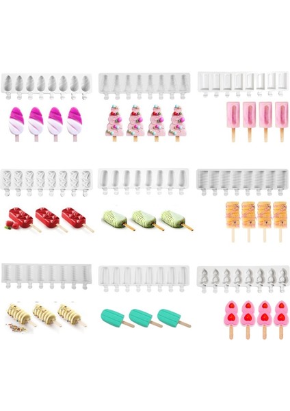 I Çok Stil Silikon Yivli Dimi Dondurma Kalıp Dondurulmuş Çikolata Jöle Kalıp Elmas Popsicle Kutusu Kek Dekor Yapımı Seti Hediyeler (Yurt Dışından) fiyatları