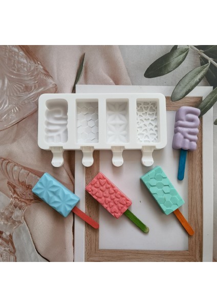 XY269-WHITE 4 Delik Buz Kek Pop Silikon Dondurma Kalıp Buz Küpü Tepsi Çikolata Popsicle Kalıpları Dıy Tatlı Ev Yapımı Pişirme Araçları Pop Maker (Yurt Dışından)