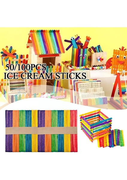P 50 Adet 114MM 50/100 Adet Dondurma Dondurma Çubukları Doğal Ahşap Araçlar Kaşık Çubukları Buz Buz El Sanat Krem El Sanatları Kek Krem Lolly Kitchen G8I4 (Yurt Dışından) modelleri