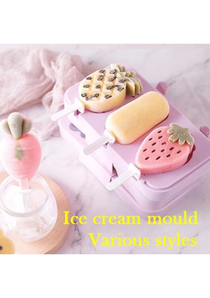 Ananas Çilek Yeşil Yeniden Kullanılabilir Dıy Silikon Dondurma Kalıbı Popsicle Kalıp Sevimli Karikatür Hayvan Kapaklı ve Çubuklu Buz Pop Kalıp Yaz Favorileri Yapımı (Yurt Dışından) fiyatları