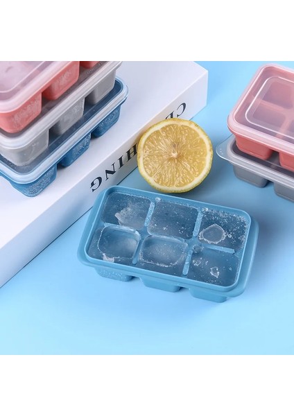 1 Adet Gri Silikon Buz Küpü Kalıp 6 Izgaraları Yumuşak Alt Hızlı Dondurucu Meyve Buz Küpü Makinesi Buz Kalıbı Kapaklı Bar Mutfak Gereçleri Yaz Içeceği (Yurt Dışından) modelleri