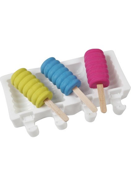 D-Beyaz Silikon Dondurma Kalıp 4 Delik Popsicle Küp Makinesi Kalıp Çikolata Tepsisi Mutfak Alet Yemek Bar Ev Bahçe Pişirme Araçları (Yurt Dışından) fırsatları