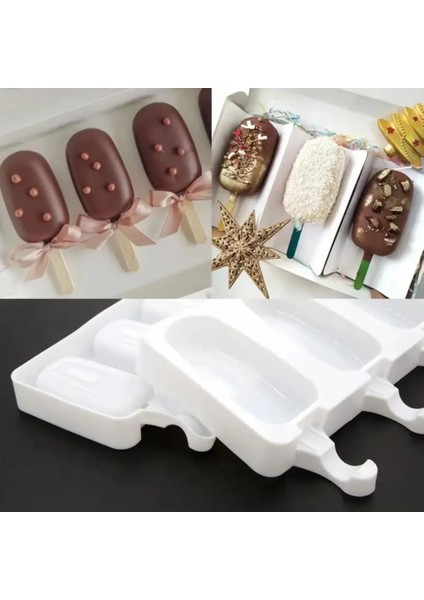 Kapak 1 Pc Silikon 4 Delik Dondurma Kalıpları Popsicle Kalıp Tatlı Dondurucu Meyve Buzlu Şeker Yapma Makinesi Kalıp Dıy Ev Yapımı Dondurma Kalıp Sopa ile (Yurt Dışından) fiyatları