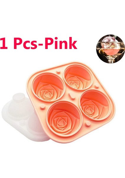Pembe-1 Adet 3D Gül Buz Kalıpları 2,5 Inç, Büyük Buz Küpü Tepsileri, 4 Dev Sevimli Çiçek Şeklinde Buz Yapın, Silikon Kauçuk Eğlenceli Büyük Buz Topu Makinesi (Yurt Dışından)