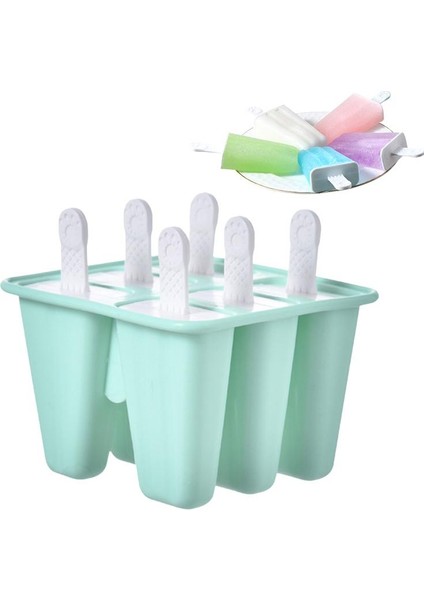 Mavi 6 Hücreli Dondurma Silikon Kalıp Yaz Buz Yapım Makinesi Sicle Kalıp Meyve Suyu Dondurucu Buz Kalıbı Sicle Kalıp Çikolata Aracı (Yurt Dışından) modelleri