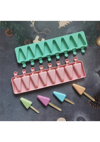 Mavi 8 Kaviteler Üçgen Silikon Dondurma Kalıp Dıy Geometri Çikolatalı Kek Şeker Jöle Buz Pişirme Kalıp Sabun Mum Yapımı Seti Hediye (Yurt Dışından) fiyatları