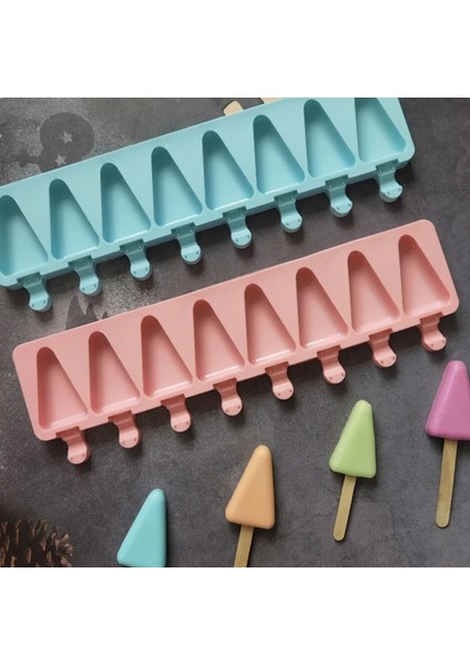 Mavi 8 Kaviteler Üçgen Silikon Dondurma Kalıp Dıy Geometri Çikolatalı Kek Şeker Jöle Buz Pişirme Kalıp Sabun Mum Yapımı Seti Hediye (Yurt Dışından) modelleri