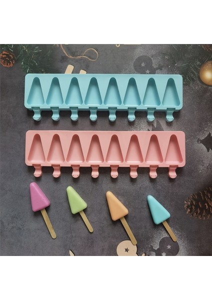 Mavi 8 Kaviteler Üçgen Silikon Dondurma Kalıp Dıy Geometri Çikolatalı Kek Şeker Jöle Buz Pişirme Kalıp Sabun Mum Yapımı Seti Hediye (Yurt Dışından) indirimleri