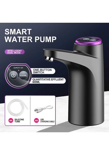 Gri Elektrikli Su Pompası USB Şarj Otomatik Elektrikli Su Sebili Pumpbottle Su Pompası Otomatik Anahtar Içme Sebili (Yurt Dışından)