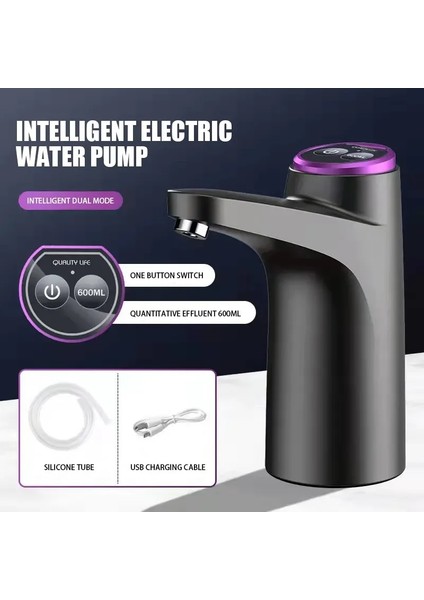 Gri Elektrikli Su Pompası USB Şarj Otomatik Elektrikli Su Sebili Pumpbottle Su Pompası Otomatik Anahtar Içme Sebili (Yurt Dışından)