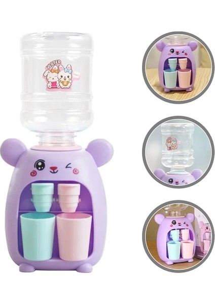 Mor Su Sebili Oyuncak Mini Çocuk Çeşmesi Içme Minik Minyatür Sevimli Soğutucu Masaüstü Modeli Alet Masası Içecek Mutfak Pretend (Yurt Dışından)