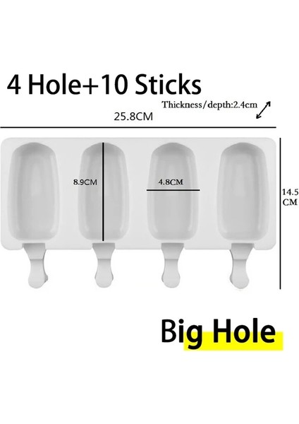 YH-621 4/8 Delik Gıda Sınıfı Silikon Dondurma Kalıp Buz Pop Küp Popsicle Kalıp Sopalarla Tatlı Dıy Magnum Kek Kalıbı Dondurma Yapma Makinesi (Yurt Dışından)