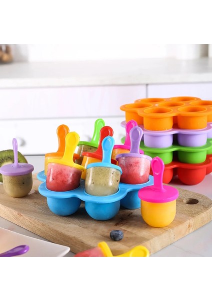 Koyu Mor 1 Adet 7 Delik Dıy Dondurma Pops Silikon Kalıp Dondurma Topu Makinesi Popsicles Kalıpları Bebek Meyve Sarsıntı Ev Mutfak Aksesuarları Aracı (Yurt Dışından)