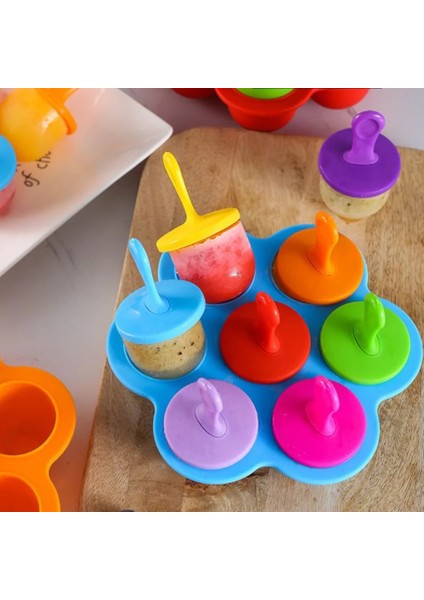 Koyu Mor 1 Adet 7 Delik Dıy Dondurma Pops Silikon Kalıp Dondurma Topu Makinesi Popsicles Kalıpları Bebek Meyve Sarsıntı Ev Mutfak Aksesuarları Aracı (Yurt Dışından)