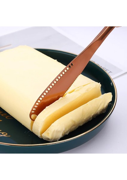 A6 Paslanmaz Çelik Tereyağı Serpme Aracı Serpme Dilimleyici ve Tırtıklı Kenarlı Tereyağı Kıvırıcı Çok Fonksiyonlu Spatula Peynir Kesici (Yurt Dışından)