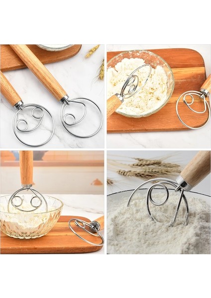 02 Danimarka Hamur Çırpma Paslanmaz Çelik Hollanda Tarzı Ekmek Hamur El Mikseri Ahşap Saplı Mutfak Pişirme Araçları Pasta Hamur Blender (Yurt Dışından) fırsatları
