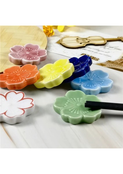 Pembe Seramik Sakura Çiçeği Çubuklarını Tutucu Çiçek Çubuklarını Yastık Japon Çubuklarını Dinlenme Standı Mutfak Sofra Yemek Dekor (Yurt Dışından)