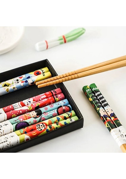 1 Adet Gül Altın Yeniden Kullanılabilir 5 Çift Set El Yapımı Çubuk Bambu Japon Doğal Ahşap Çubuklar Suşi Gıda Tumbler Çiçek Ahşap Çubuklar Yenı (Yurt Dışından)