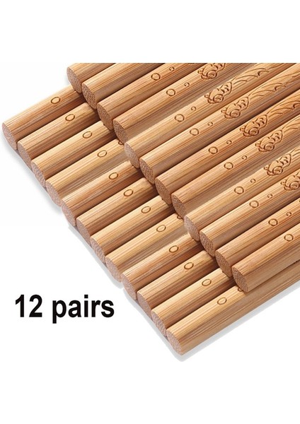 Açık Sarı 12 Çift Bambu Yemek Çubukları Yeniden Kullanılabilir Klasik Sağlıklı Balık Oyma Doğal Bambu Yemek Çubukları Bulaşık Makinesinde Yıkanabilir (Yurt Dışından)