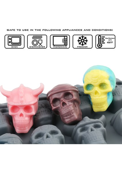 ZY-BLACK-666 10 Hücreler 3D Kafatası Buz Küpü Kalıp Silikon Buz Küpü Tepsi Buz Küpü Makinesi Dıy Viski Kokteyl Buz Topu Kalıp Çikolata Pasta Kalıp (Yurt Dışından) fırsatları