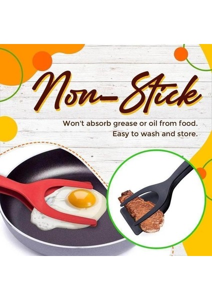 Siyah 2 In 1 Kavrama Çevirme Maşa Yumurta Spatula Maşa Kelepçe Gözleme Kızarmış Yumurta Fransız Tost Omlet Devrilmiş Turner Mutfak Aksesuarları (Yurt Dışından) fırsatları