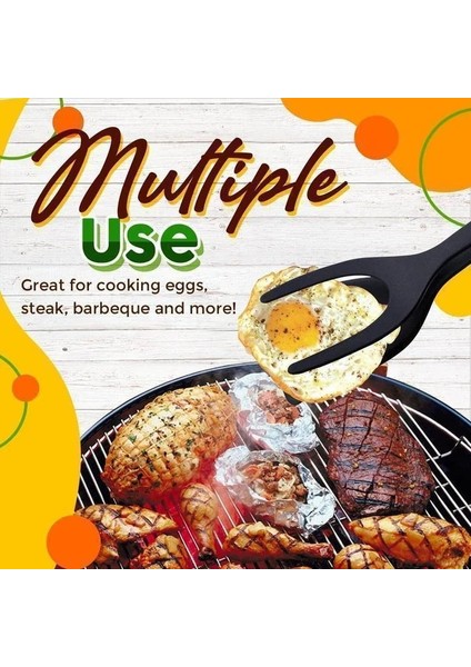 Siyah 2 In 1 Kavrama Çevirme Maşa Yumurta Spatula Maşa Kelepçe Gözleme Kızarmış Yumurta Fransız Tost Omlet Devrilmiş Turner Mutfak Aksesuarları (Yurt Dışından) indirimleri